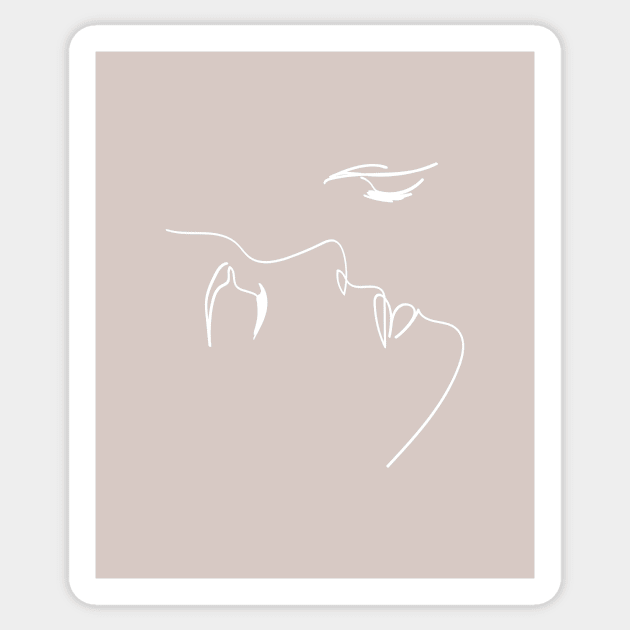 The kiss (white line) Sticker by Printable Muse